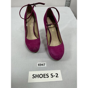 Womans Aldo Stiletto Platform Pumps Size 8 Magenta Ankle Buckle Strap